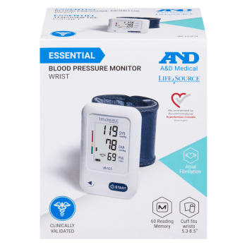 A&D Medical Blood Pressure Monitor Essential Wrist Cuff Fits Wrists 5.3-8.5"