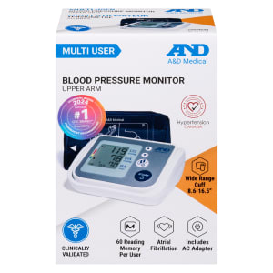 A&D Medical Blood Pressure Monitor Multi User Upper Arm Wide Range Cuff