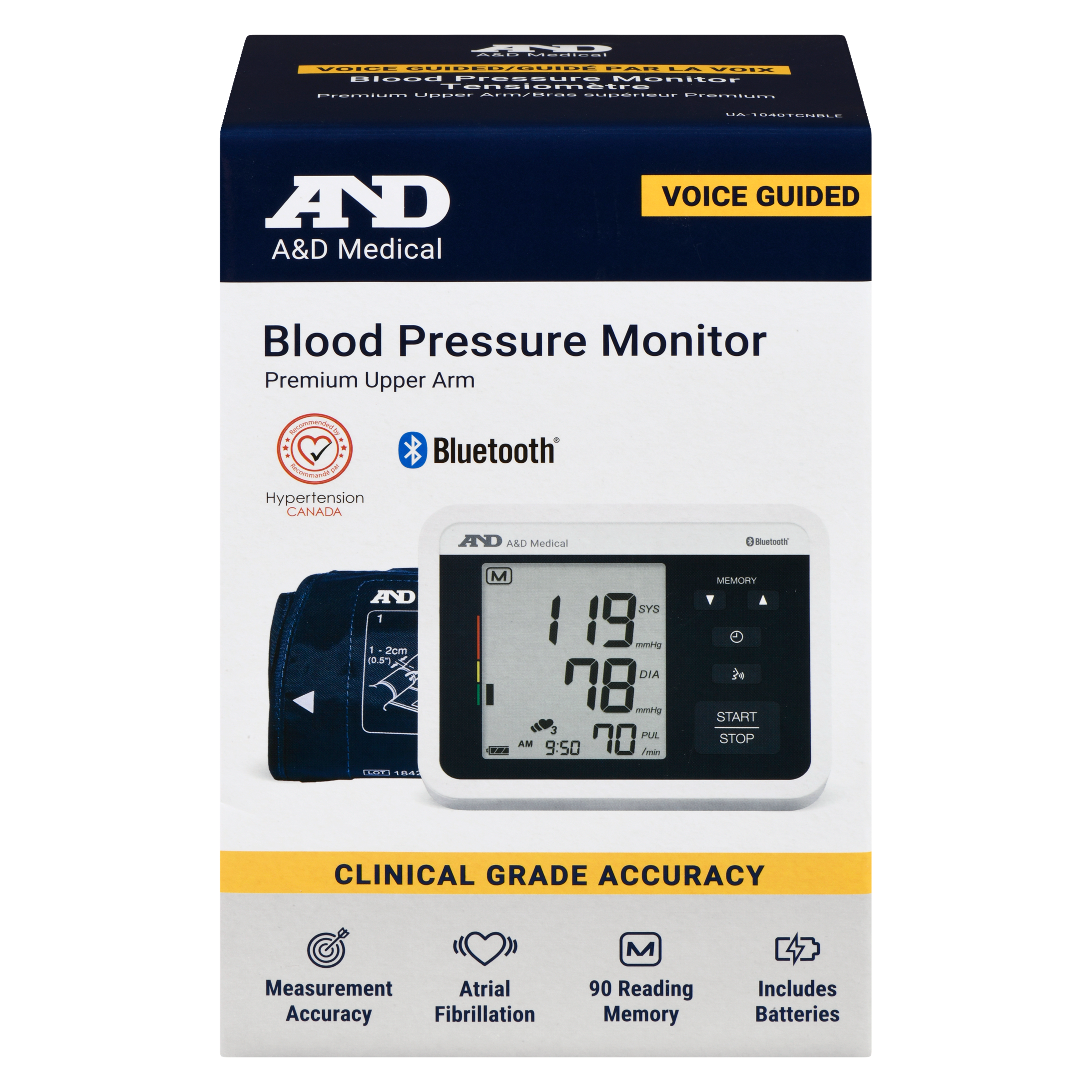A&D Medical Blood Pressure Monitor Premium Upper Arm Voice Guided