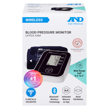 A&D Medical Blood Pressure Monitor Wireless Upper Arm Wide Range Cuff