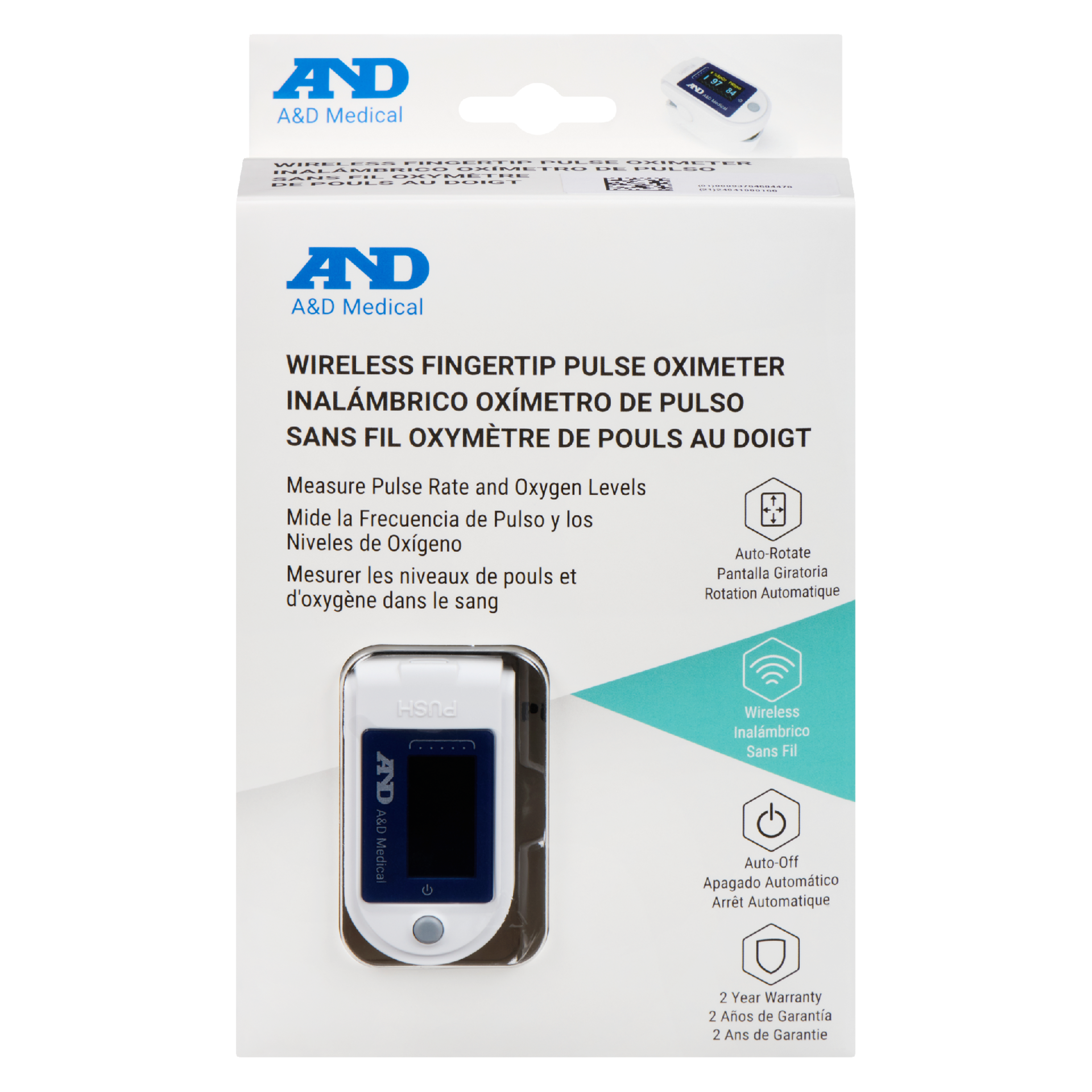 A&D Medical Wireless Fingertip Pulse Oximeter