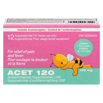 Acet Acetaminophen Suppositories USP Children 1 to 2 Years 120 mg 12 Suppositories