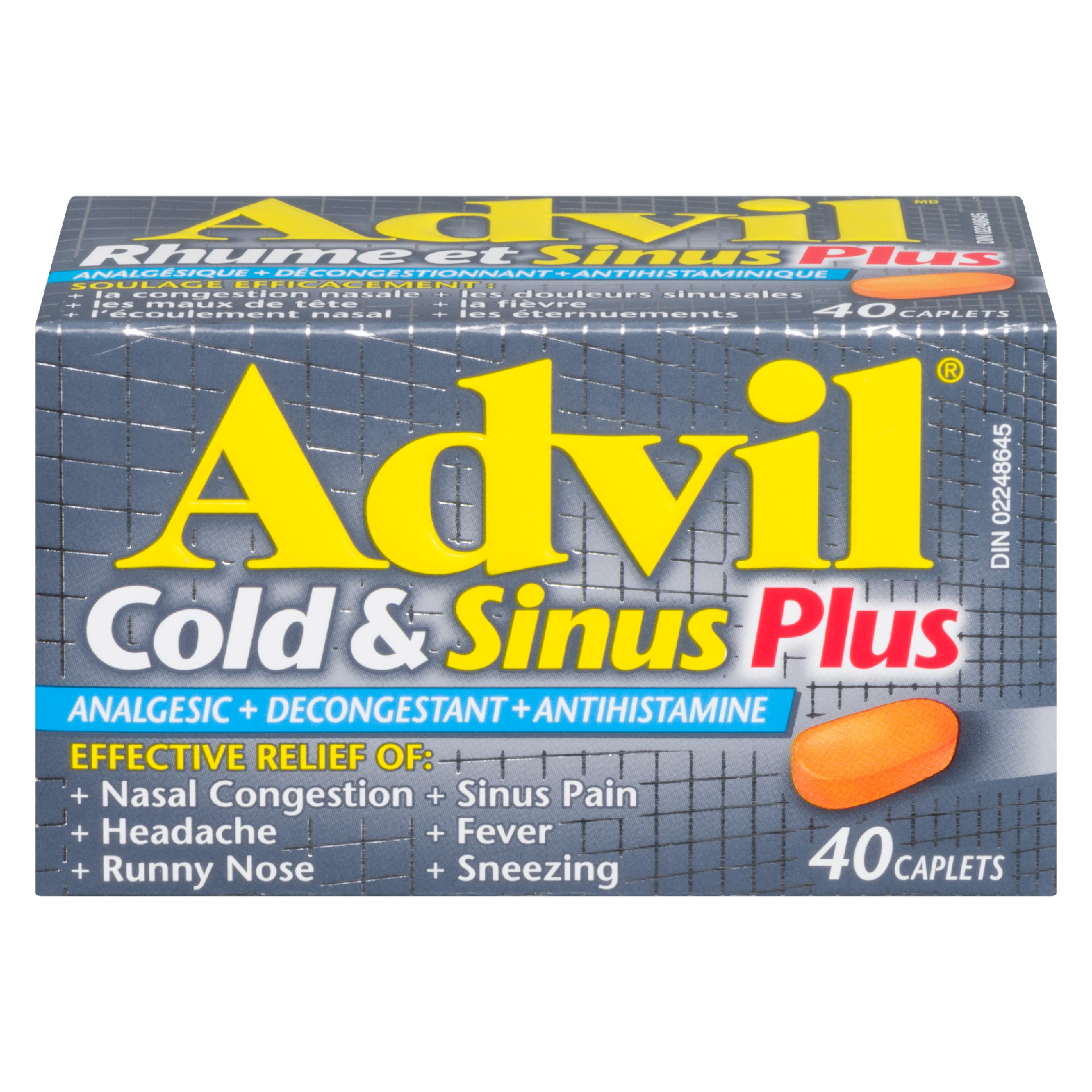 Advil Cold & Sinus Plus Analgesic + Decongestant + Antihistamine 40 Caplets