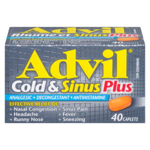 Advil Cold & Sinus Plus Analgesic + Decongestant + Antihistamine 40 Caplets