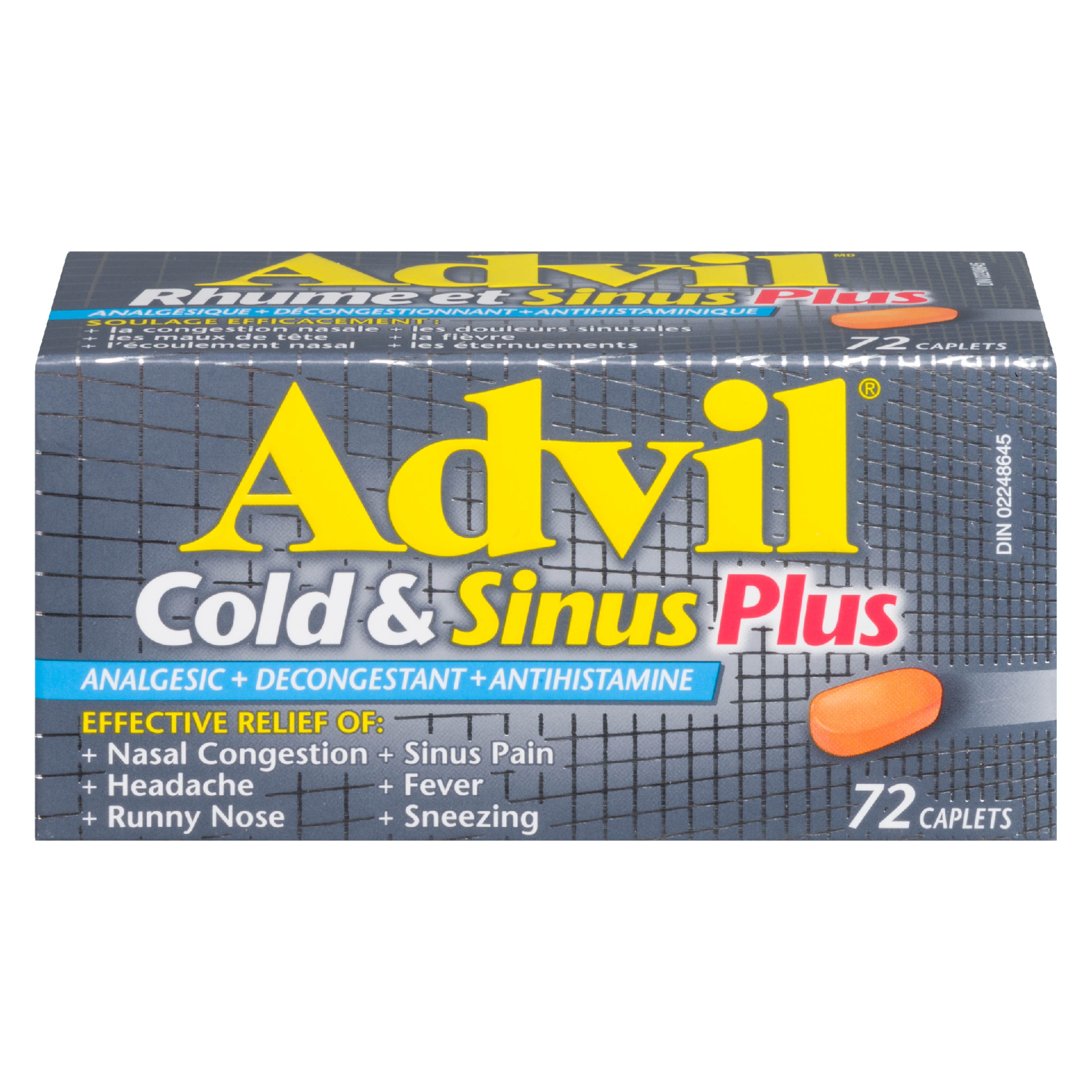 Advil Cold & Sinus Plus Analgesic + Decongestant + Antihistamine 72 Caplets