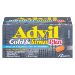 Advil Cold & Sinus Plus Analgesic + Decongestant + Antihistamine 72 Caplets