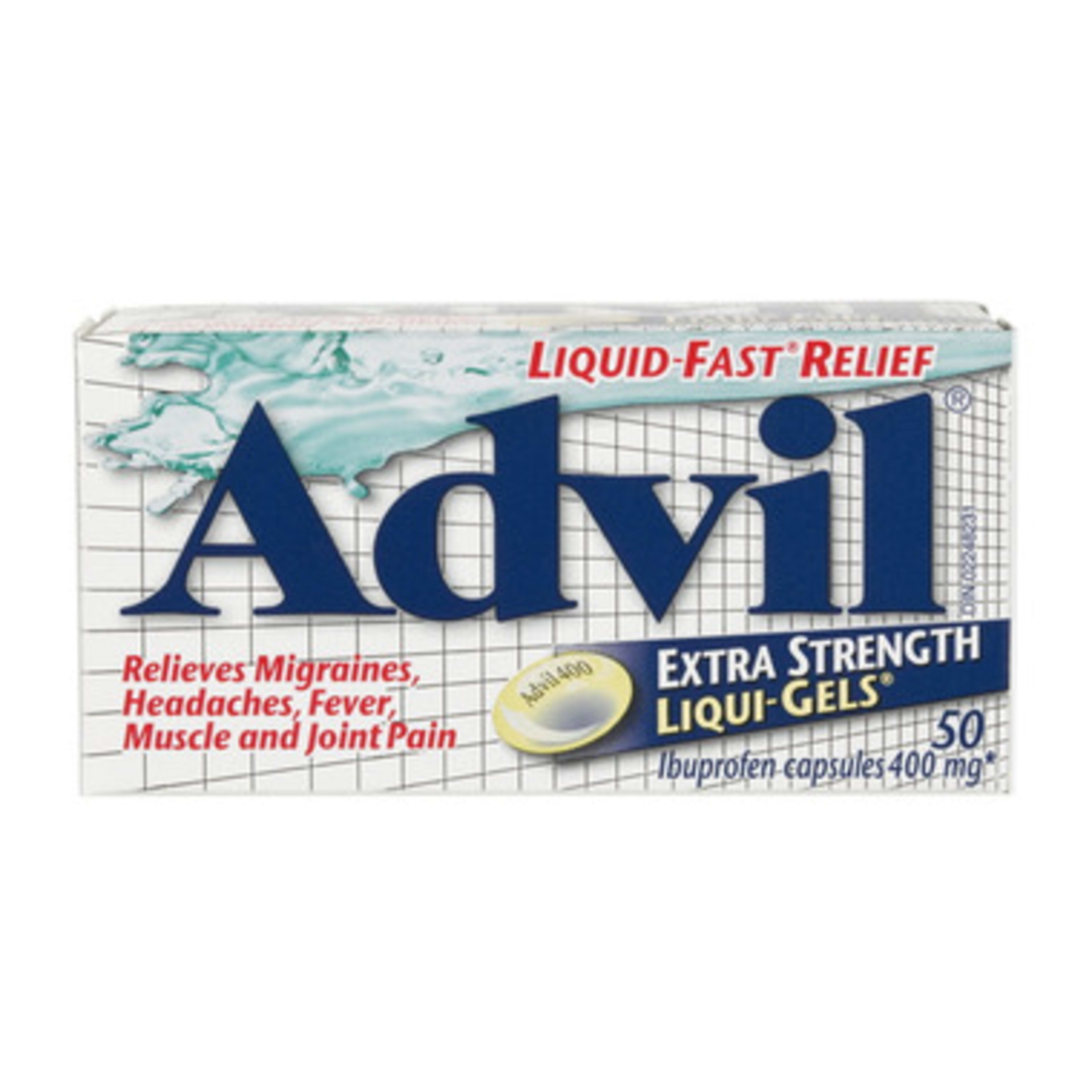 Advil Liqui-Gels Ibuprofen Capsules 400 mg Extra Strength 50 Capsules