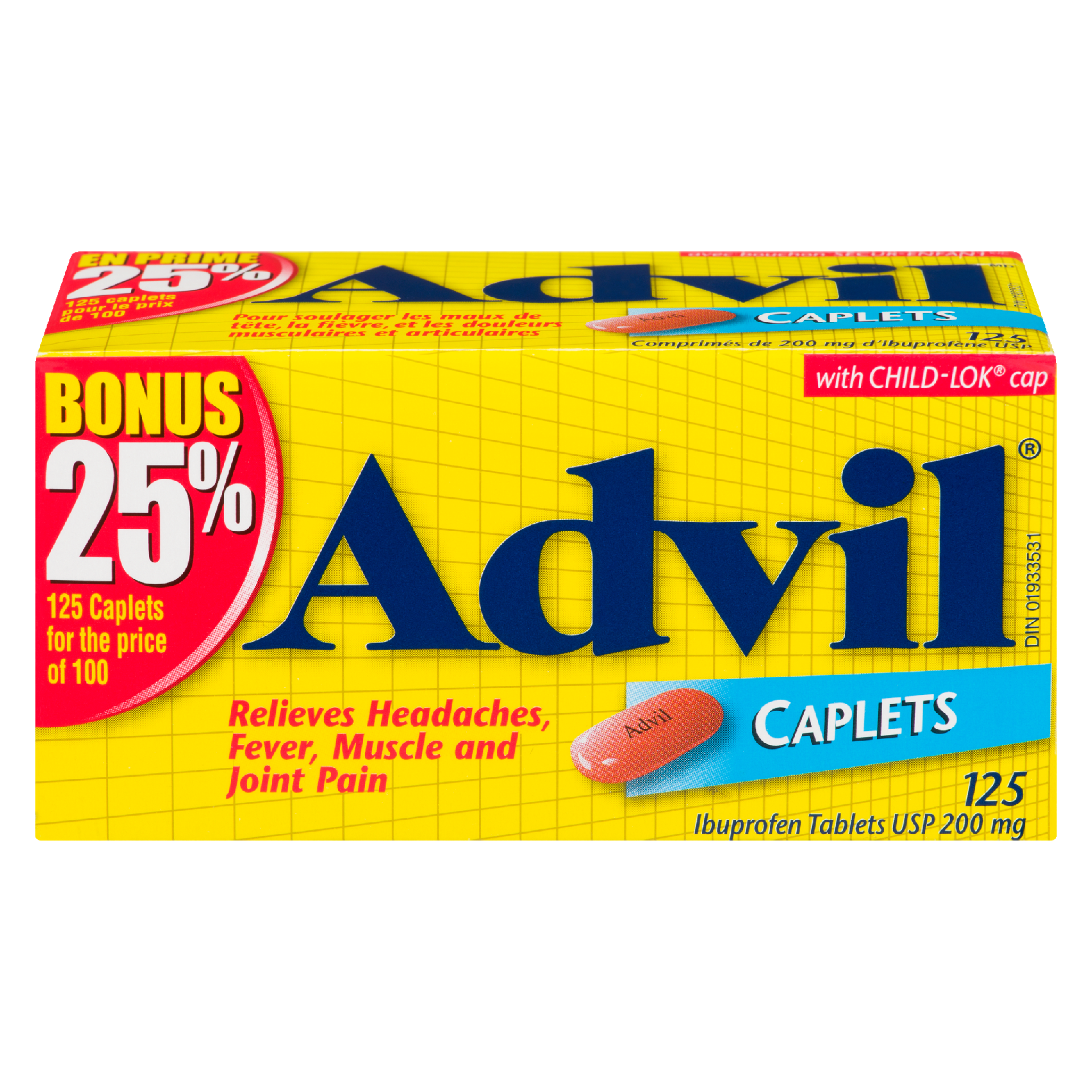 Advil Ibuprofen Tablets USP 200 mg 125 Caplets