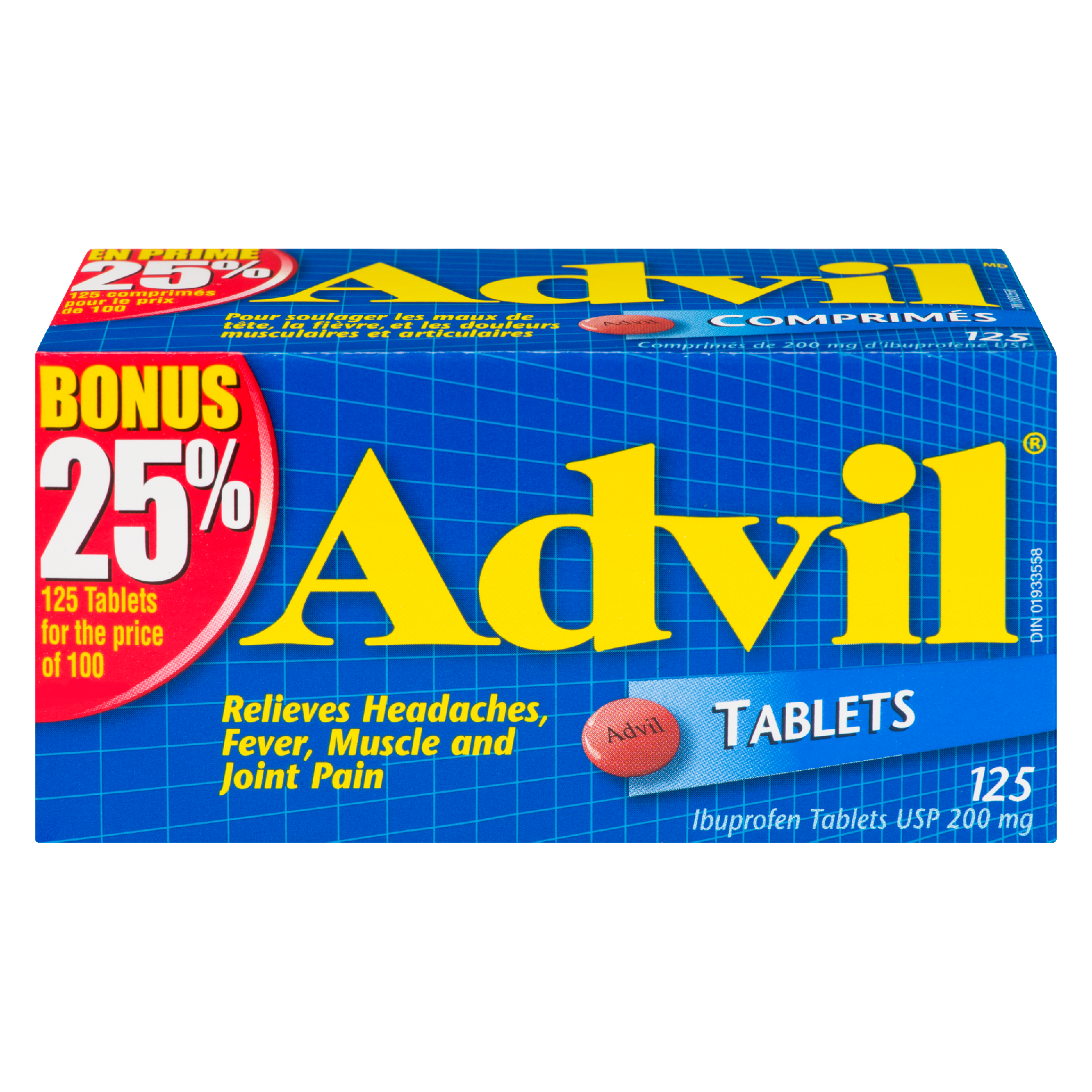 Advil Ibuprofen Tablets USP 200 mg 125 Tablets