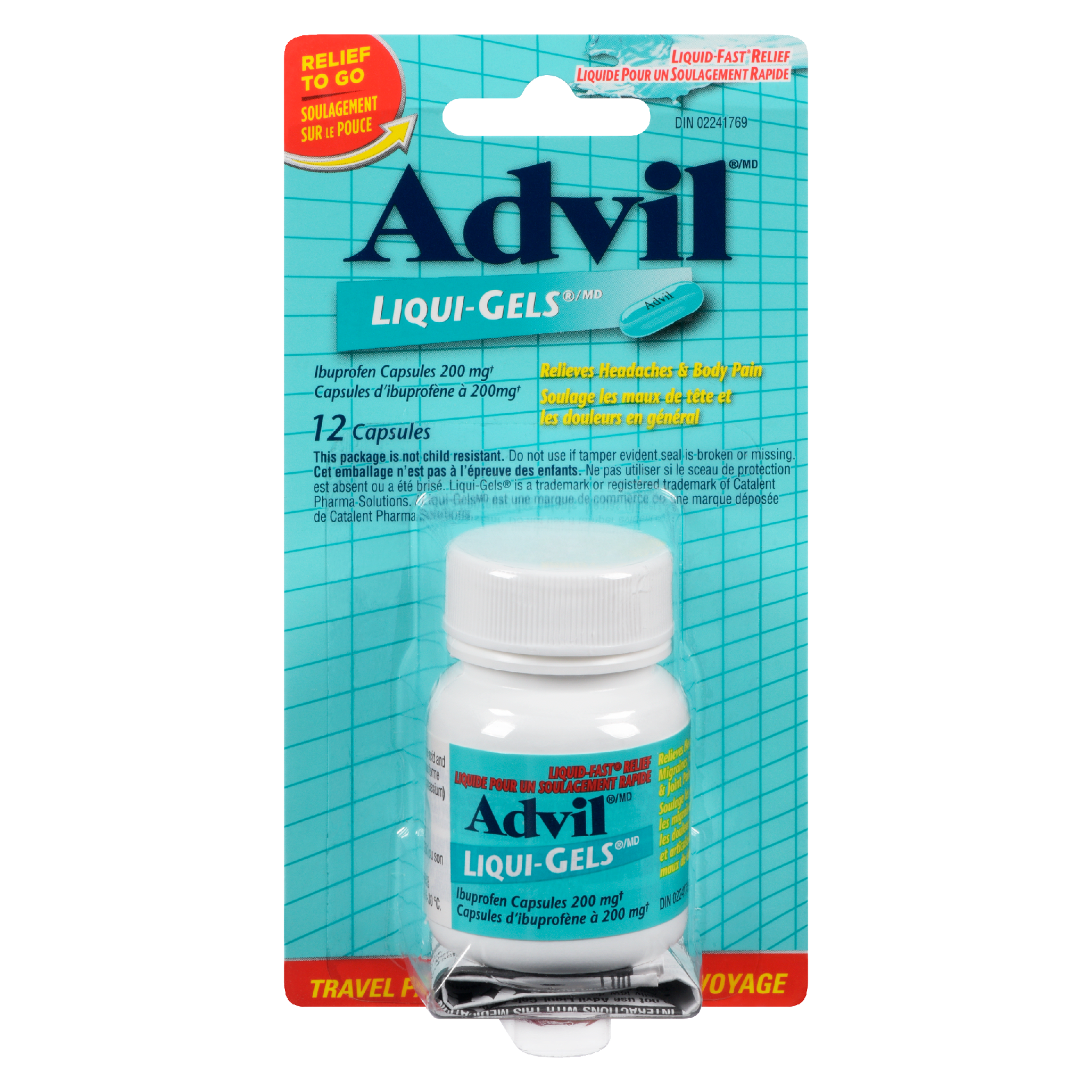 Advil Liqui-Gels Ibuprofen Capsules 200 mg Travel Pack 12 Capsules