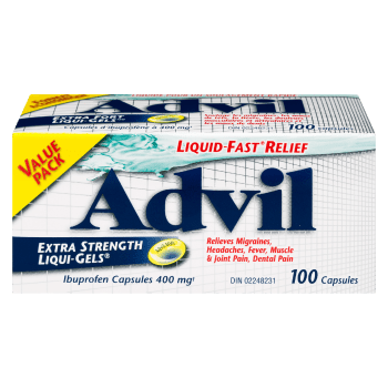 Advil Liqui-Gels Ibuprofen Capsules 400 mg Extra Strength Value Pack 100 Capsules