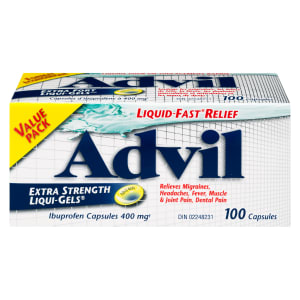 Advil Liqui-Gels Ibuprofen Capsules 400 mg Extra Strength Value Pack 100 Capsules