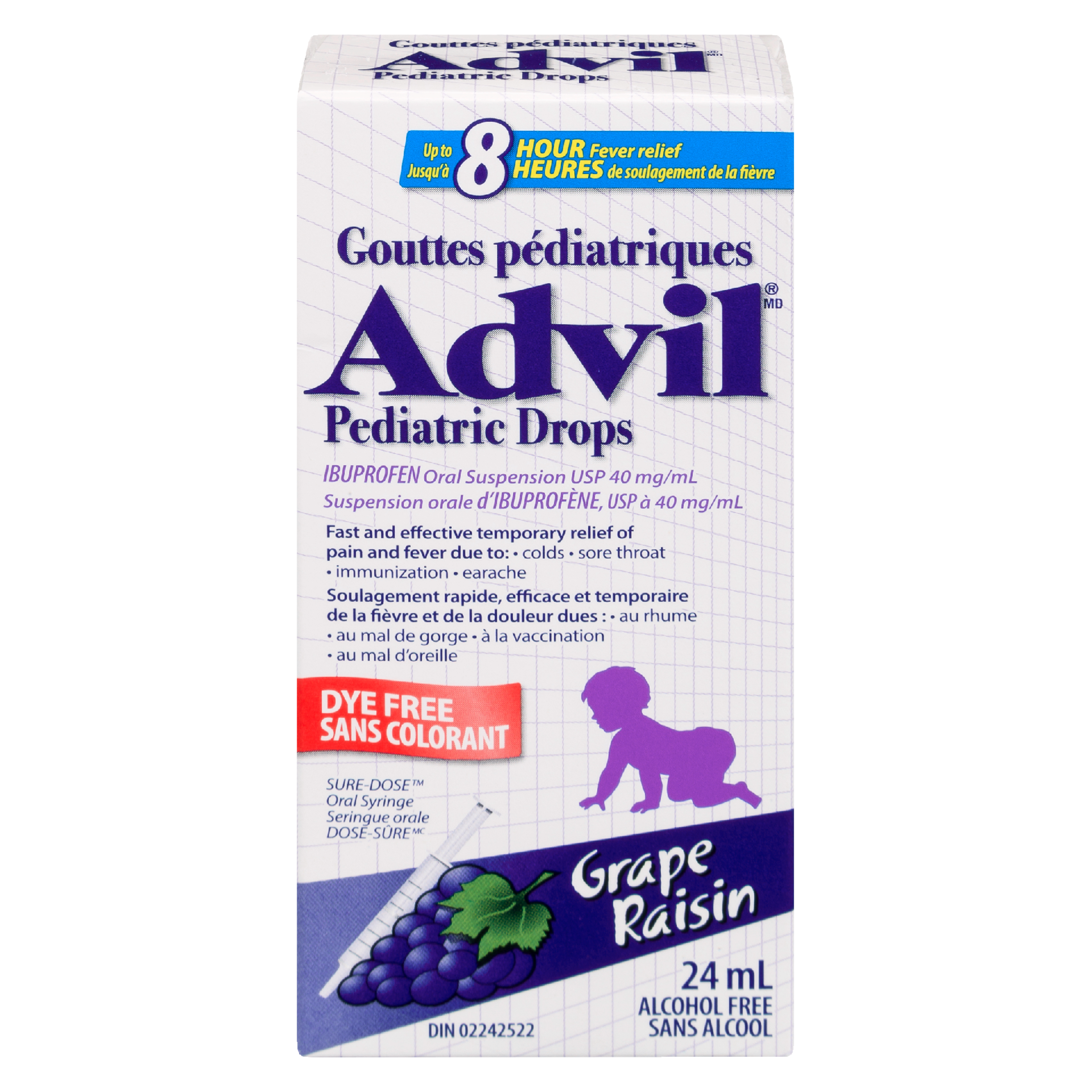 Advil Pediatric Drops Ibuprofen Oral Suspension USP 40 mg/ml Grape 24 ml