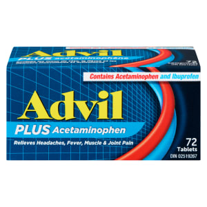 Advil Plus Acetaminophen 72 Tablets