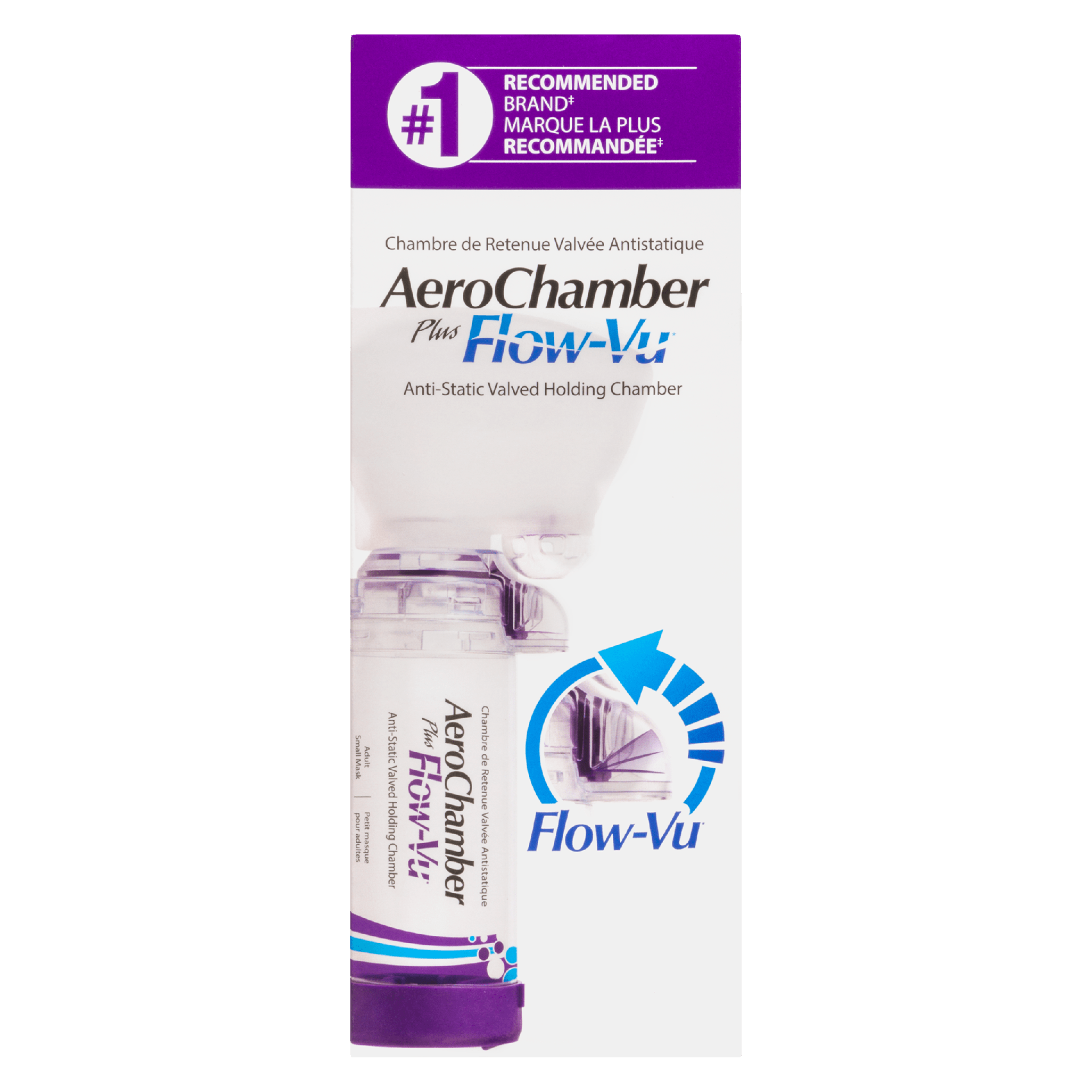 AeroChamber Plus Flow-Vu Anti-Static Valved Holding Chamber Small Mask Adult