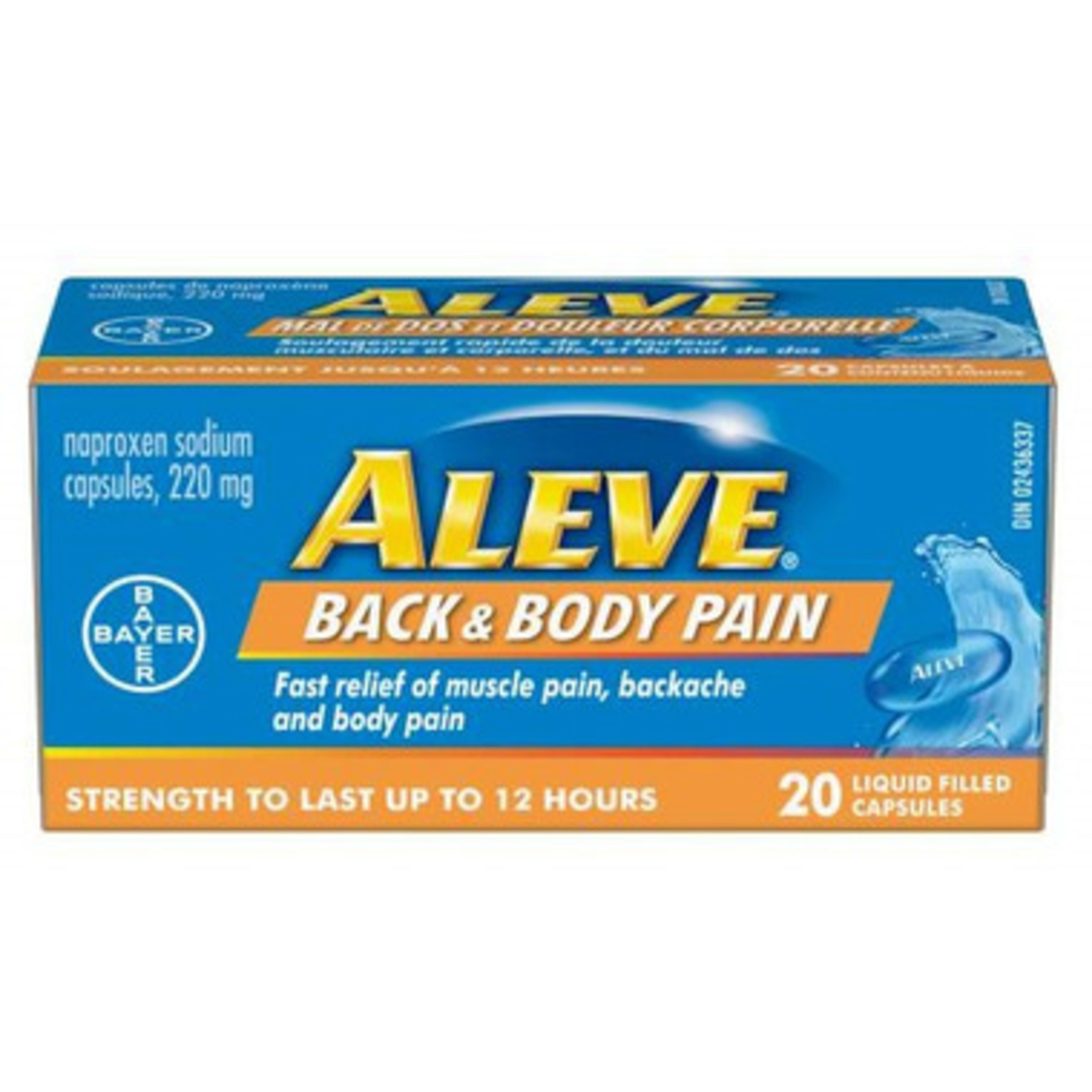 Aleve Naproxen Sodium Capsules, 220 mg Back & Body Pain 20 Liquid Filled Capsules