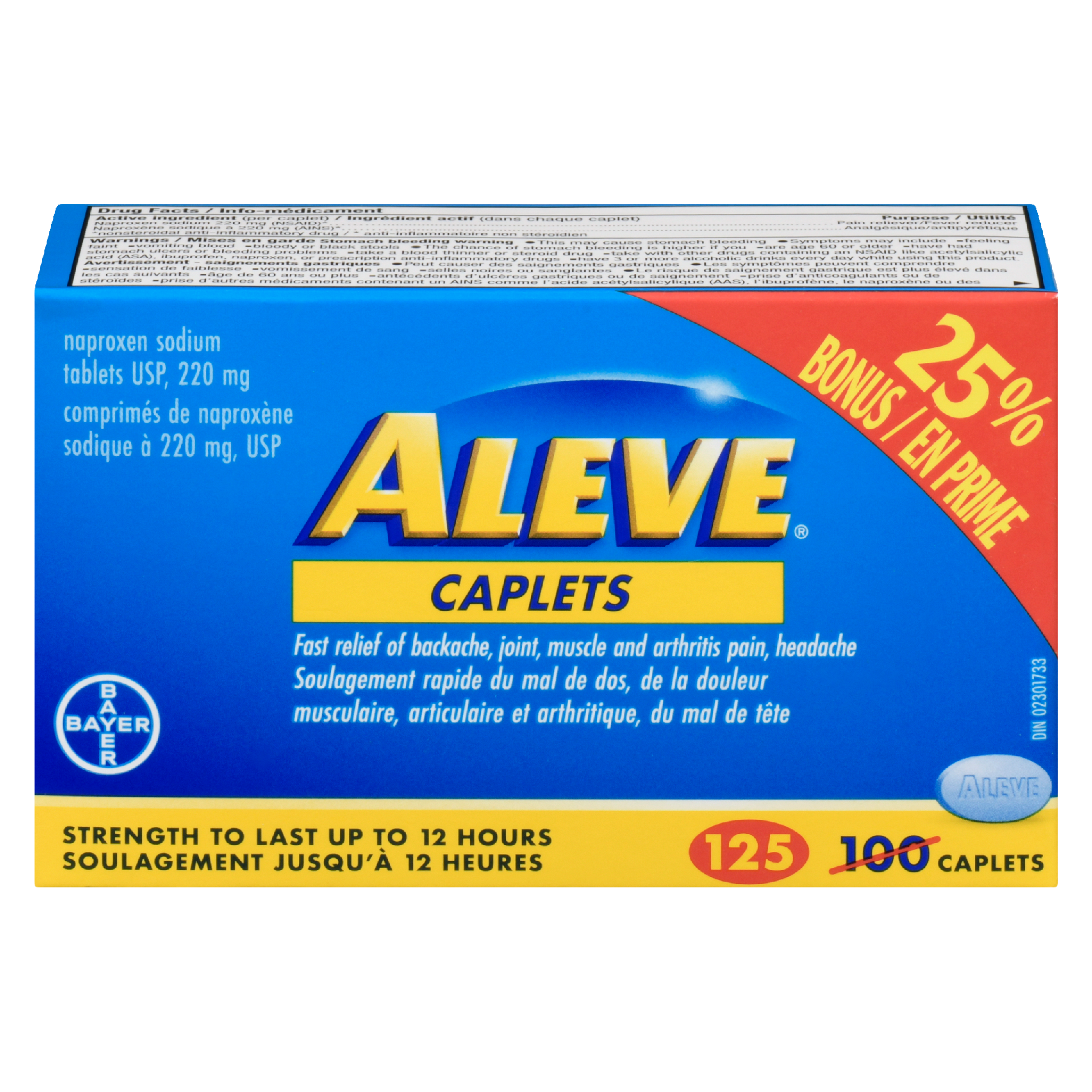 Aleve Naproxen Sodium Tablets USP, 220 mg 125 Caplets