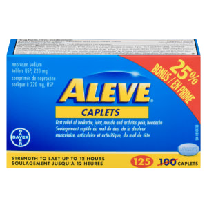 Aleve Naproxen Sodium Tablets USP, 220 mg 125 Caplets