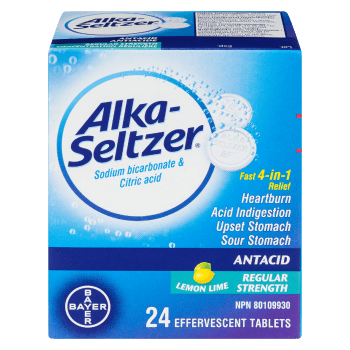 Alka-Seltzer Antacid Lemon Lime Regular Strength 24 Effervescent Tablets