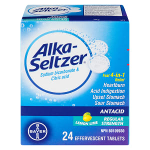 Alka-Seltzer Antacid Lemon Lime Regular Strength 24 Effervescent Tablets