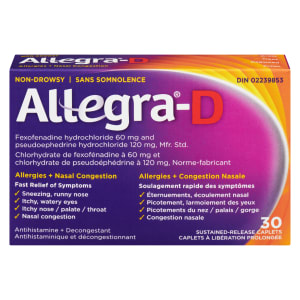 Allegra-D Allergies + Nasal Congestion 30 Sustained-Release Caplets