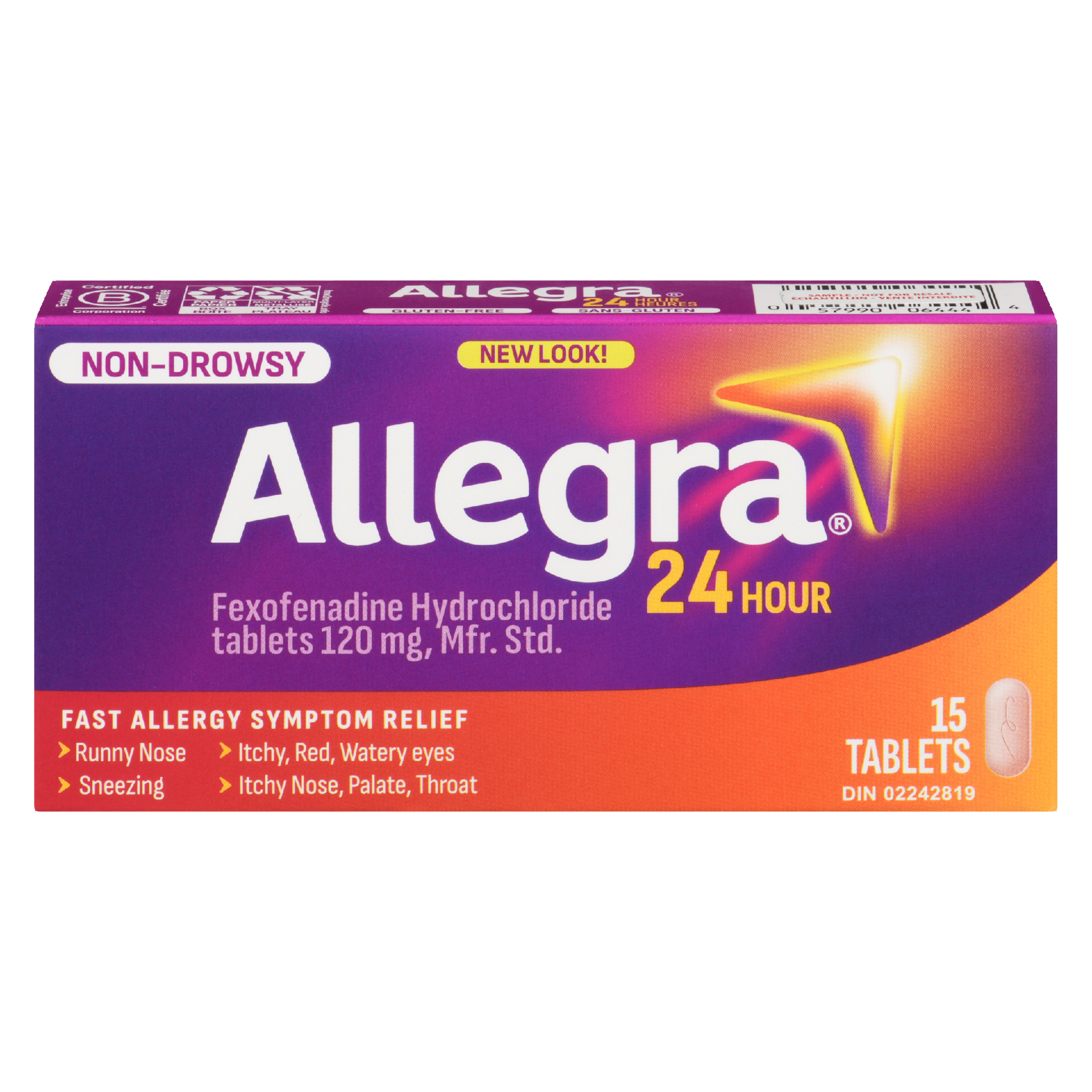 Allegra Fexofenadine Hydrochloride Tablets 120 mg, Mfr. Std. 24 Hour 15 Tablets