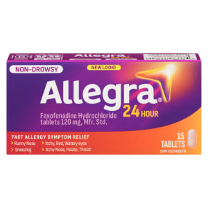 Allegra Fexofenadine Hydrochloride Tablets 120 mg, Mfr. Std. 24 Hour 15 Tablets