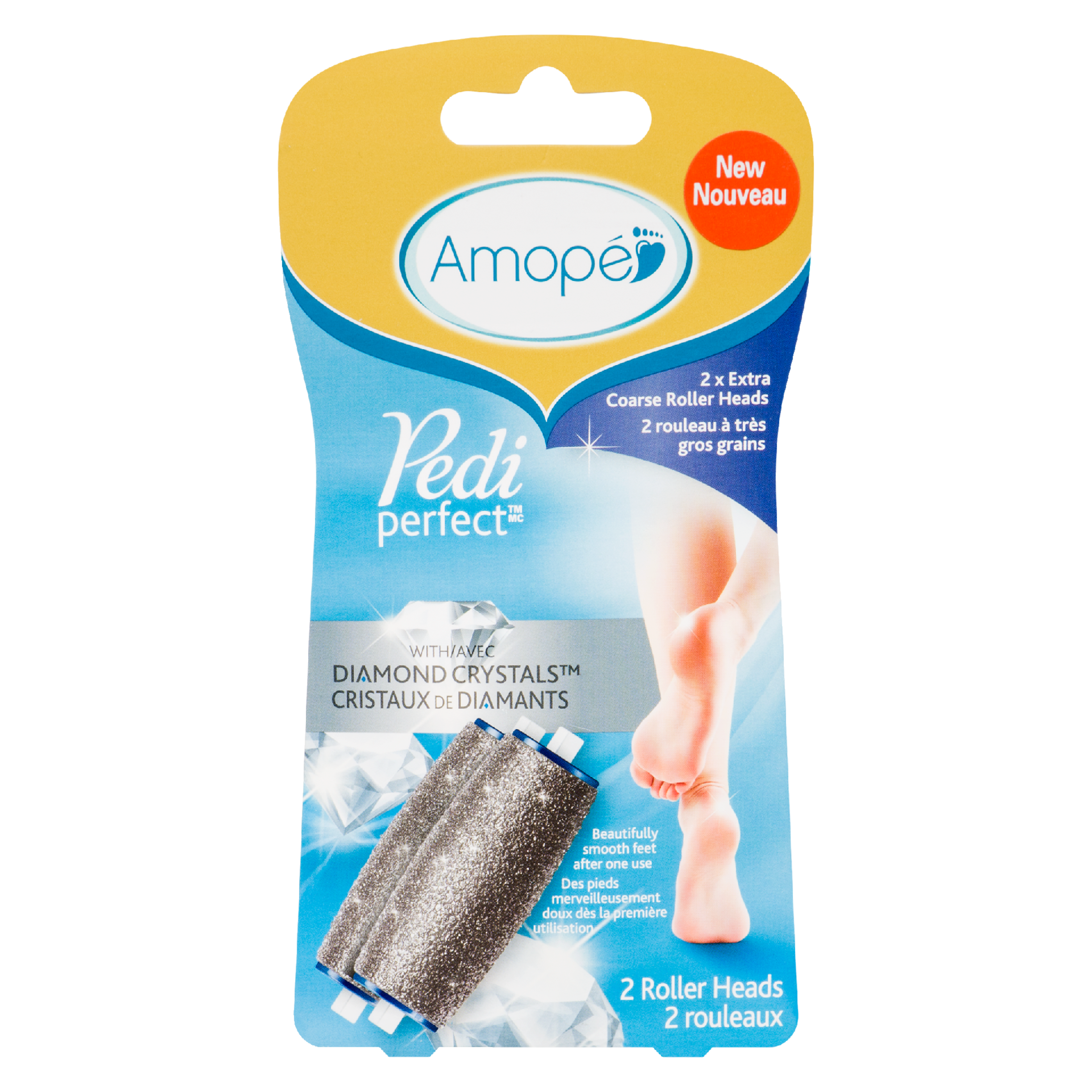 Amopé Pedi Perfect 2 x Extra Coarse Roller Heads with Diamond Crystals