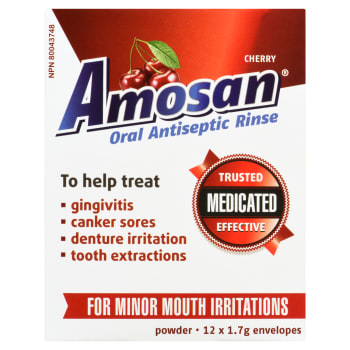 Amosan Cherry Oral Antiseptic Rinse Powder 12 x 1.7 g Envelopes
