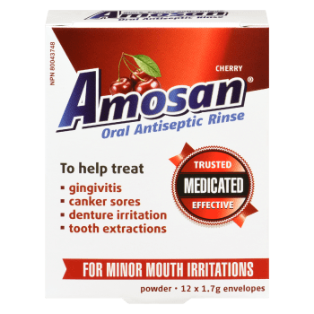 Amosan Oral Antiseptic Rinse Powder Cherry 12 Envelopes x 1.7 g