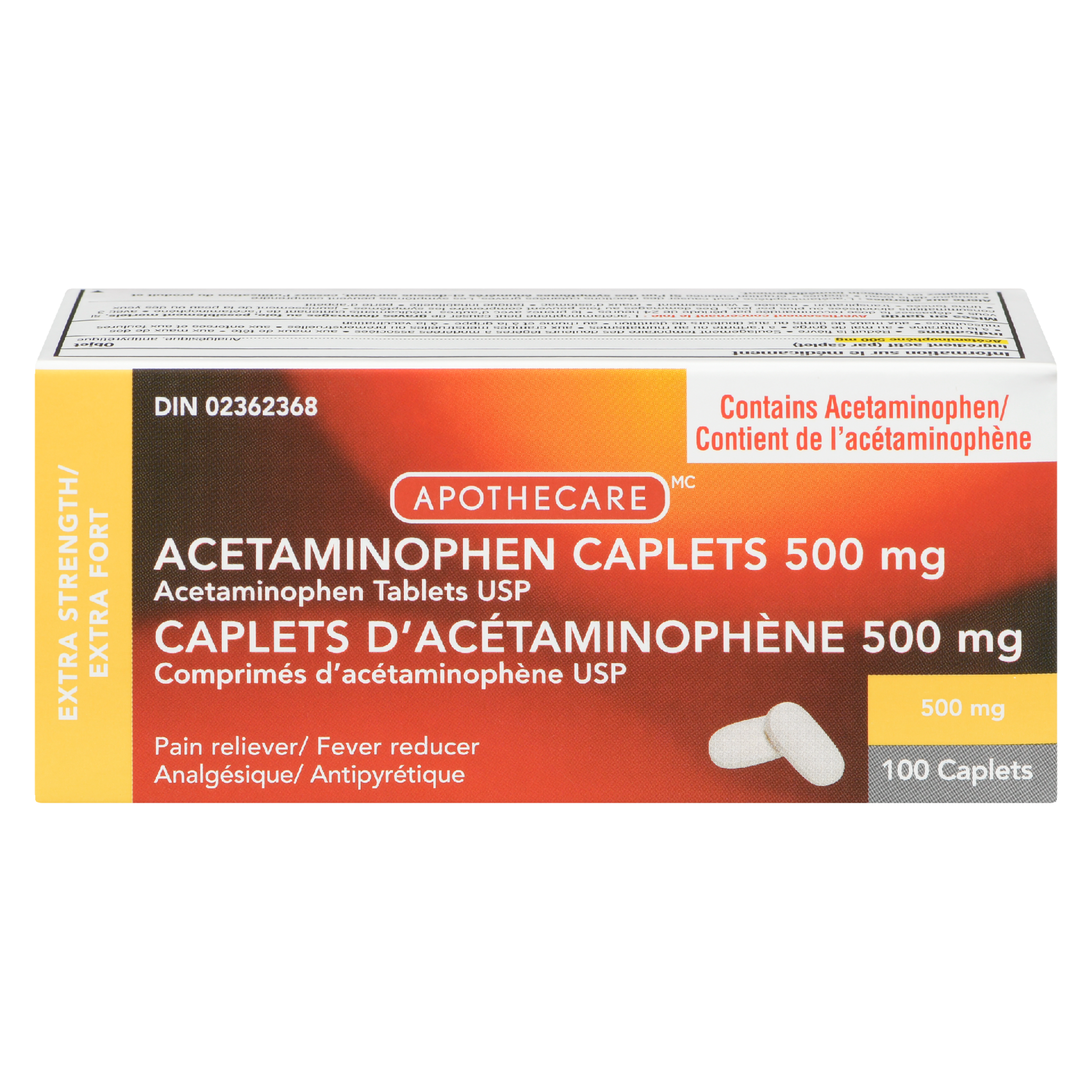 Apothecare Acetaminophen Caplets Extra Strength 500 mg 100 Caplets