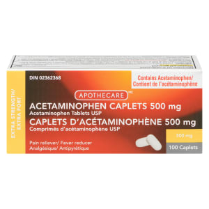 Apothecare Acetaminophen Caplets Extra Strength 500 mg 100 Caplets