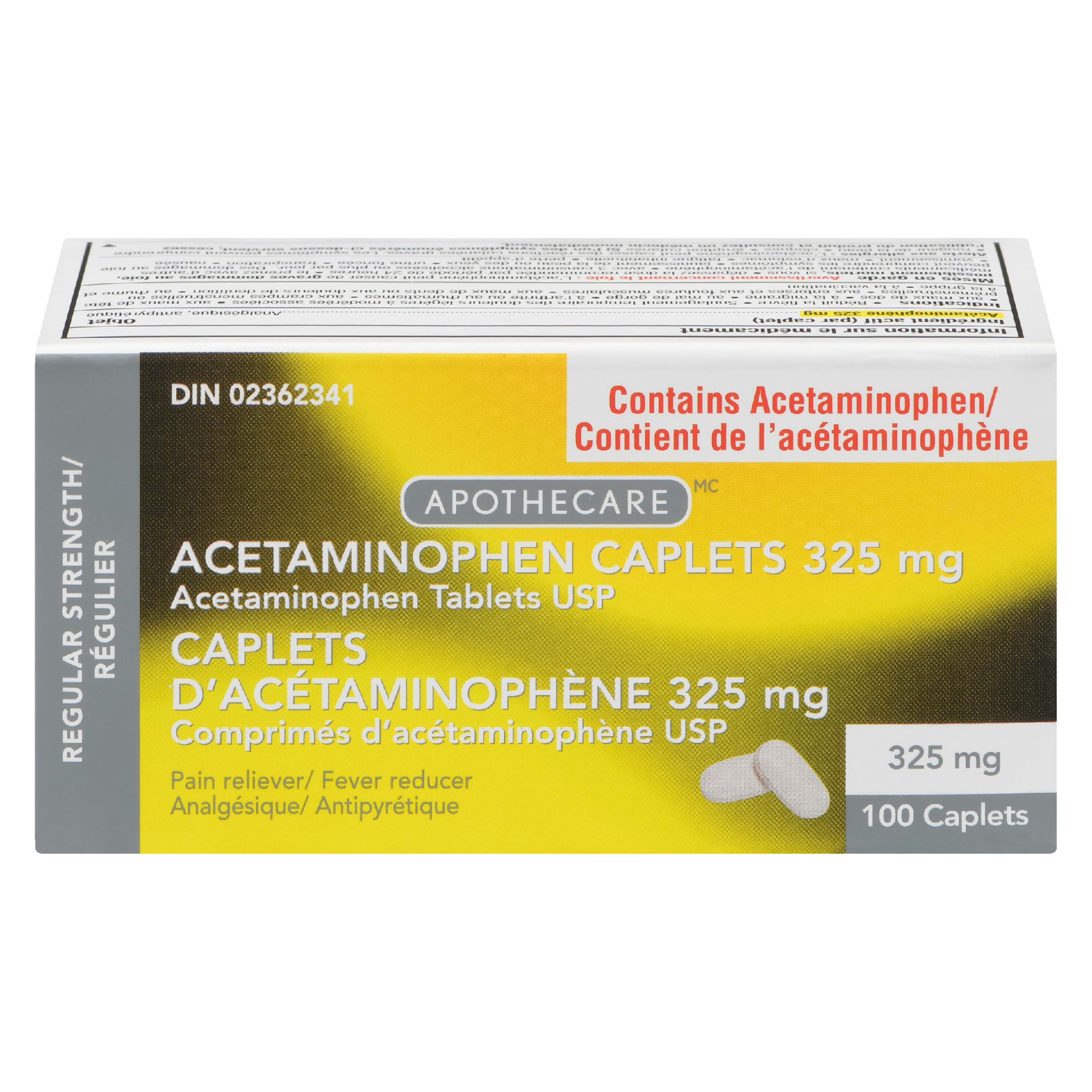 Apothecare Acetaminophen Caplets Regular Strength 325 mg 100 Caplets