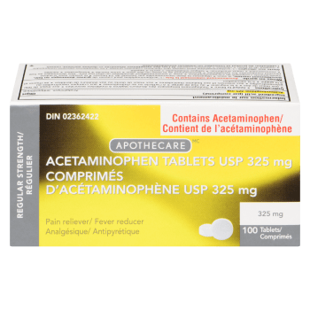 Apothecare Acetaminophen Tablets USP 325 mg Regular Strength 100 Tablets