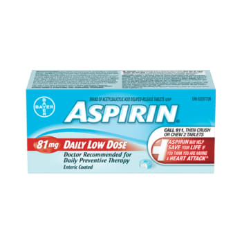 Aspirin 81mg Daily Low Dose Enteric Coated Tablets (30 Tablets)