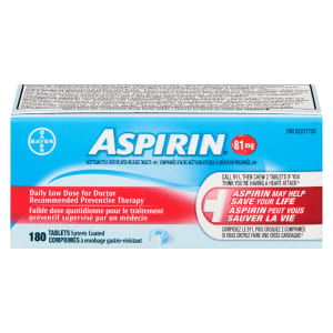 ASPIRIN Acetylsalicylic Acid Delayed-Release Tablets USP 81 mg 180 Tablets Enteric Coated