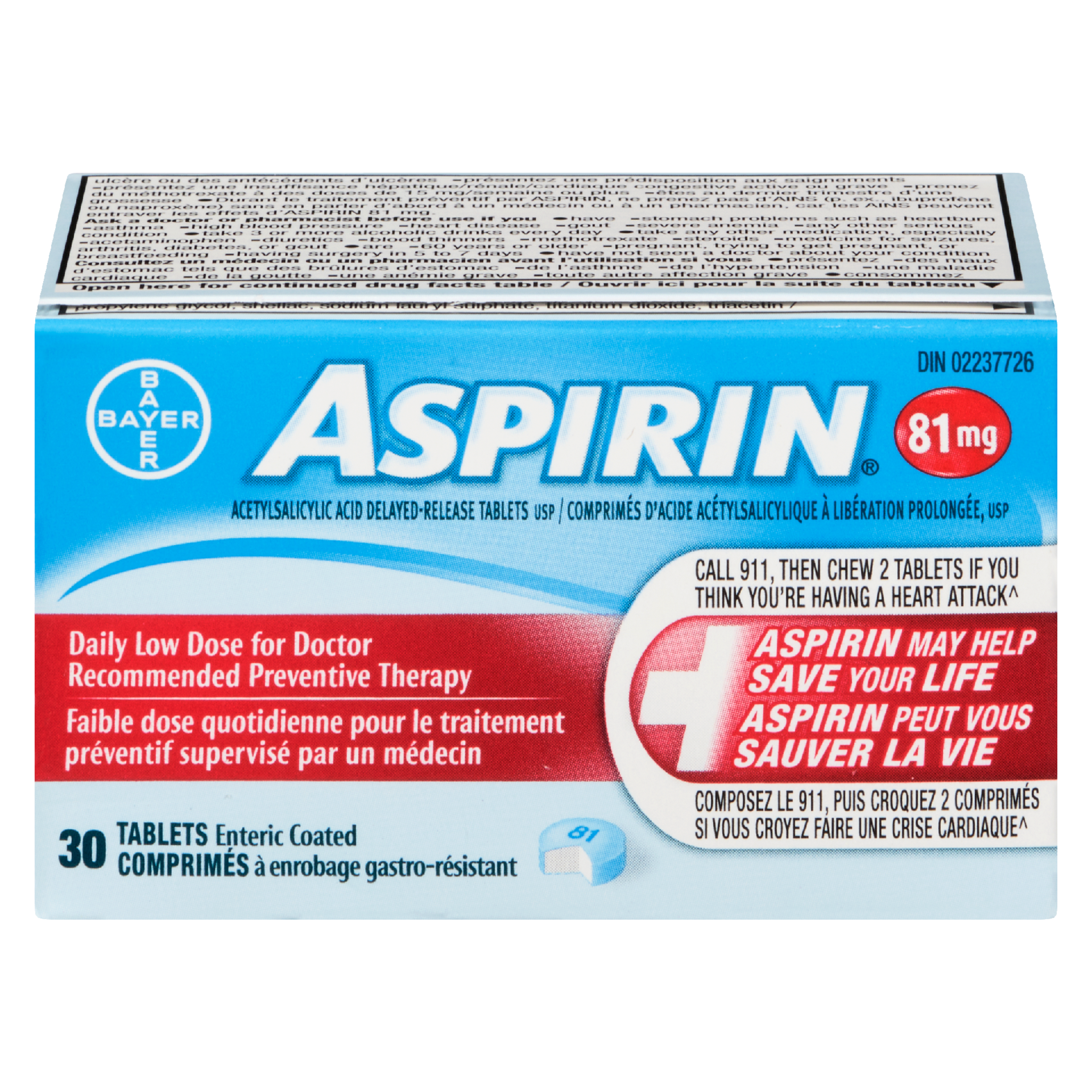 ASPIRIN Acetylsalicylic Acid Delayed-Release Tablets USP 81 mg 30 Tablets Enteric Coated
