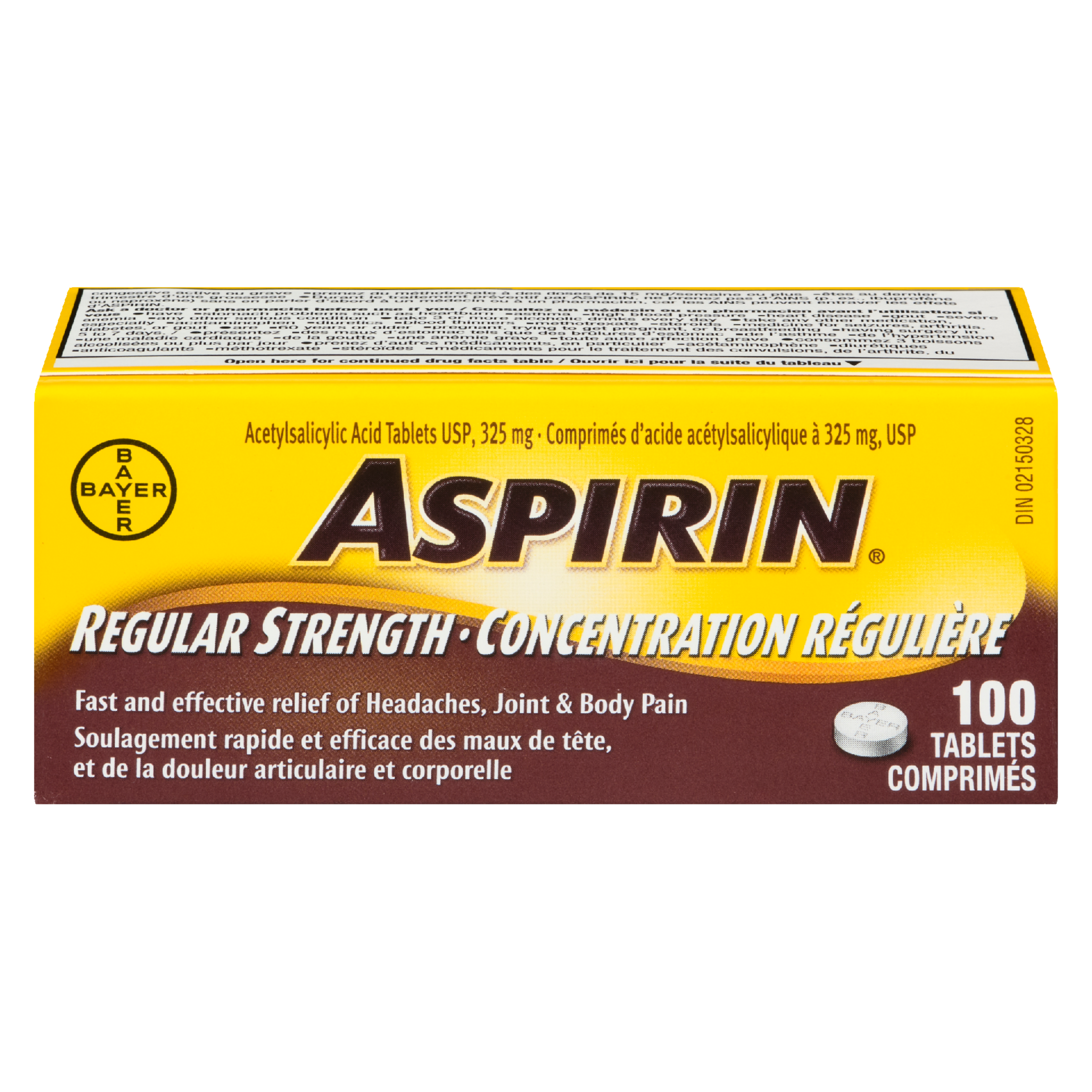 ASPIRIN Acetylsalicylic Acid Tablets USP 325 mg Regular Strength 100 Tablets