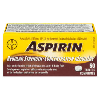ASPIRIN Acetylsalicylic Acid Tablets USP, 325 mg Regular Strength 50 Tablets
