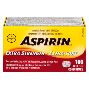 ASPIRIN Acetylsalicylic Acid Tablets USP 500 mg Extra Strength 100 Tablets