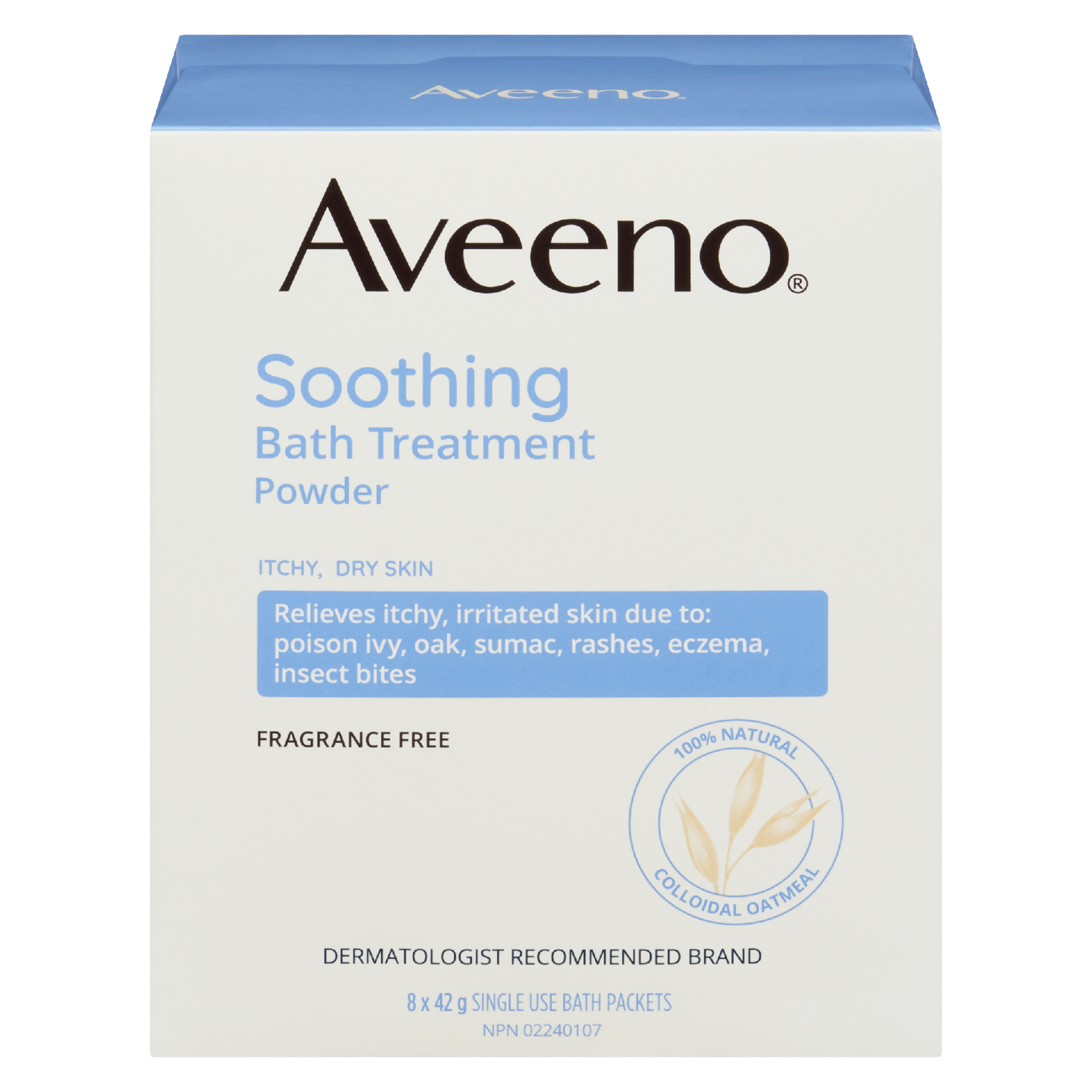 Aveeno Soothing Bath Treatment Powder 8 Single Use Bath Packets x 42 g