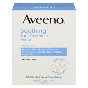 Aveeno Soothing Bath Treatment Powder 8 Single Use Bath Packets x 42 g