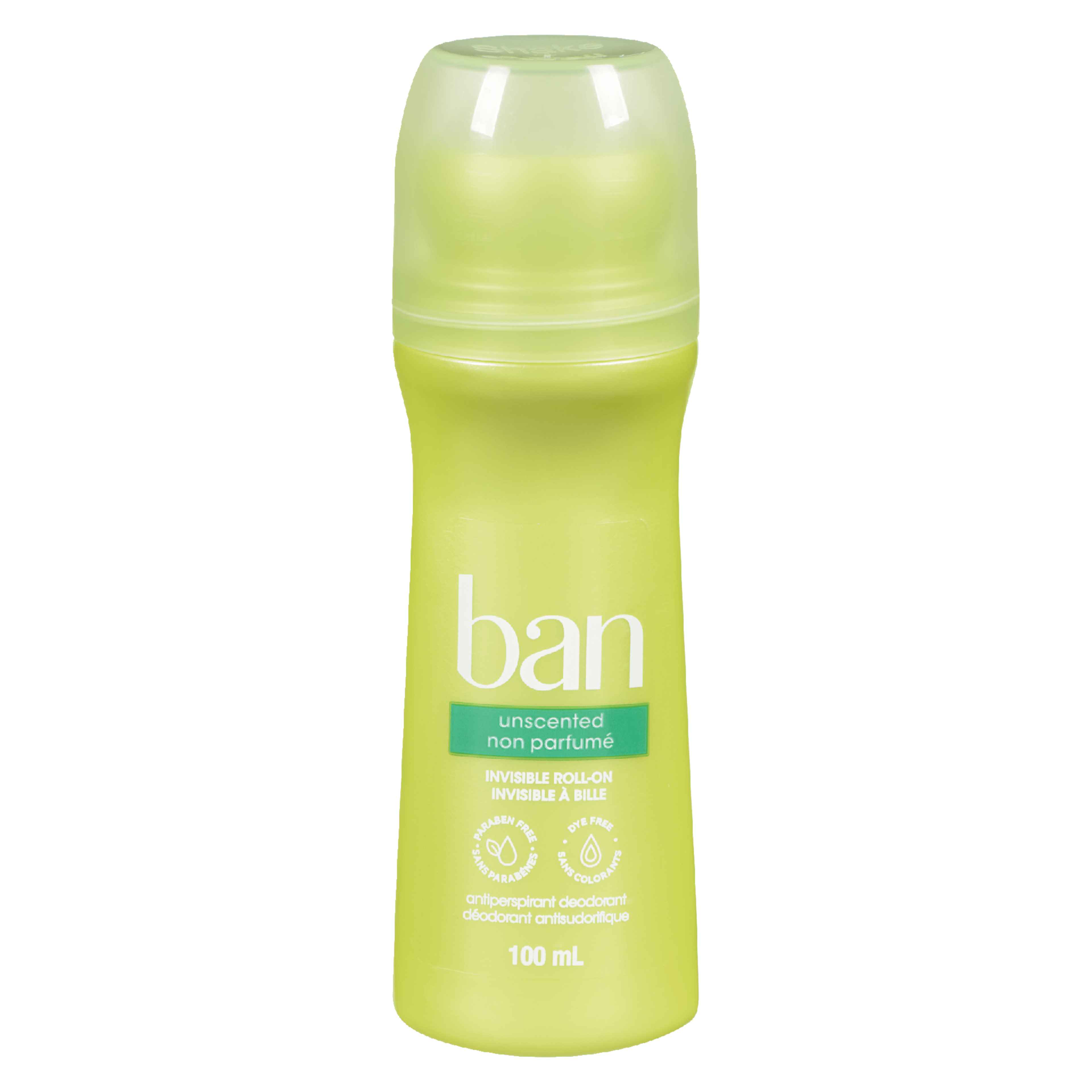 Ban Antiperspirant Deodorant Unscented Invisible Roll-On 100 ml