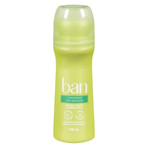 Ban Antiperspirant Deodorant Unscented Invisible Roll-On 100 ml