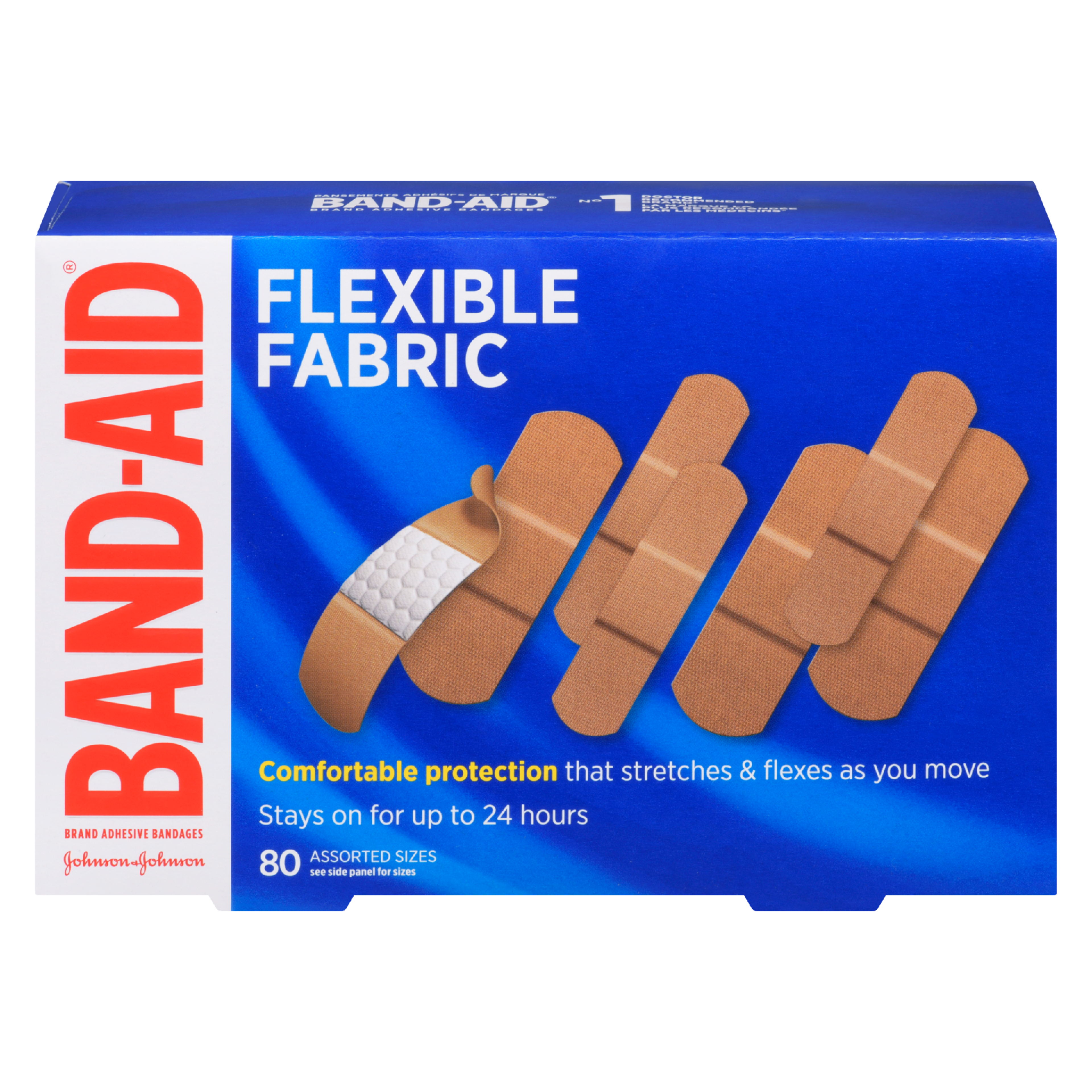 BAND-AID Brand Adhesive Bandages Flexible Fabric 80 Assorted Sizes
