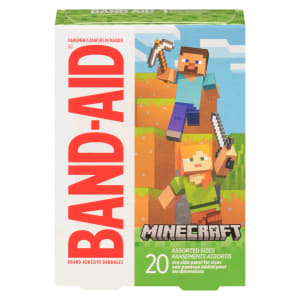 BAND-AID Brand Adhesive Bandages Minecraft 20 Assorted Sizes