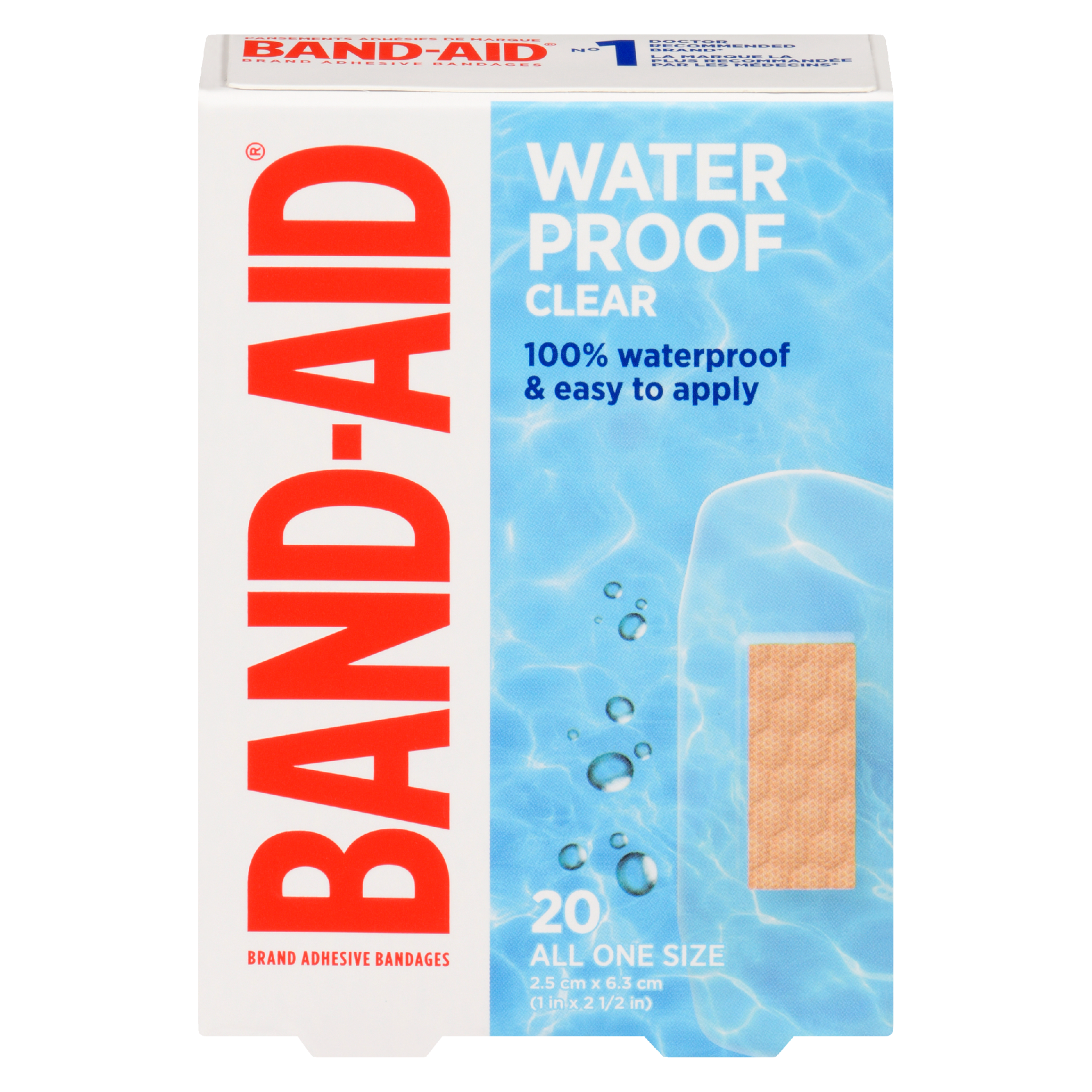 BAND-AID Brand Adhesive Bandages Waterproof Clear 20 All One Size