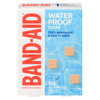 BAND-AID Brand Adhesive Bandages Waterproof Clear 50 All One Size
