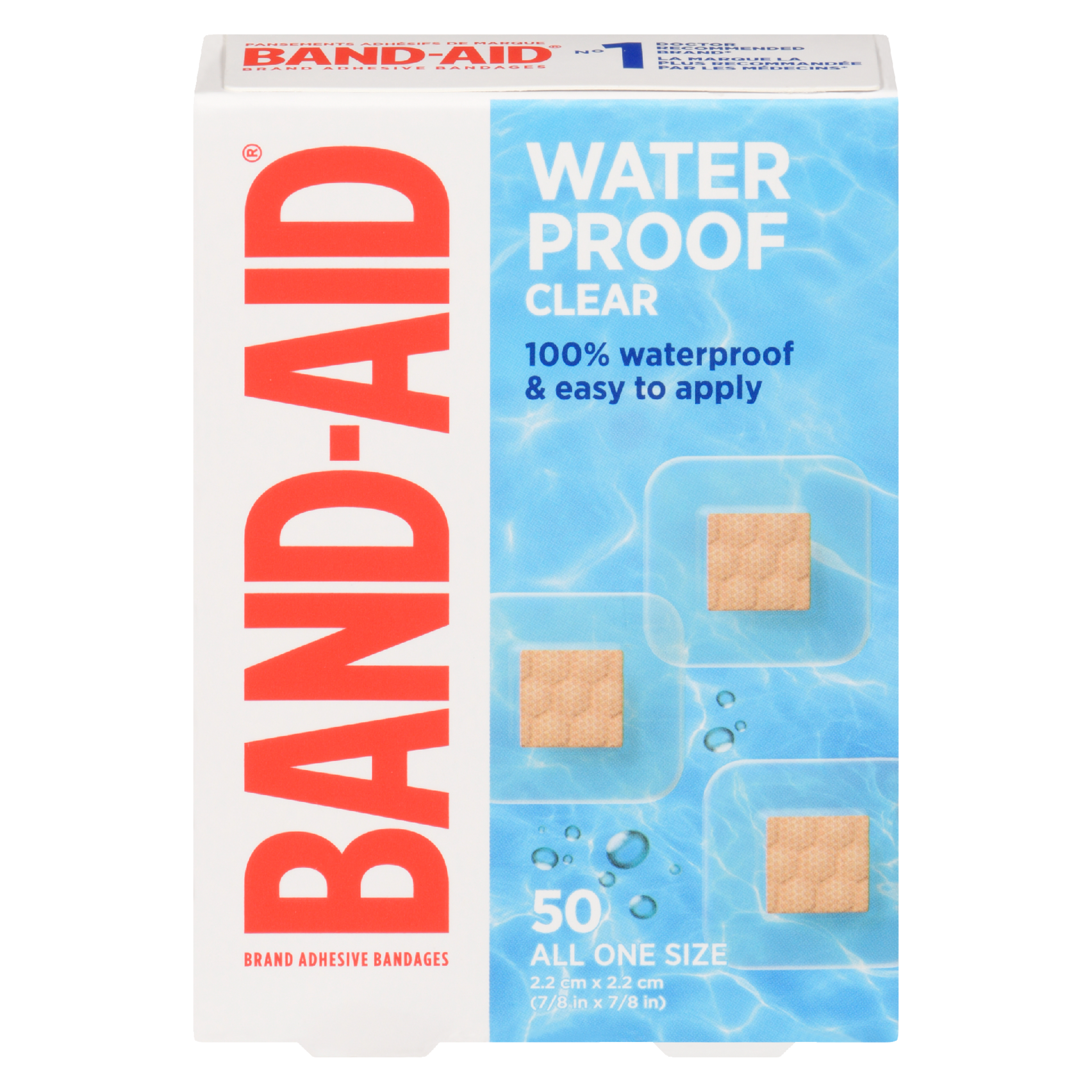 BAND-AID Brand Adhesive Bandages Waterproof Clear 50 All One Size
