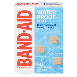 BAND-AID Brand Adhesive Bandages Waterproof Clear 50 All One Size